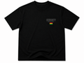 Black basic cotton top featuring the word 'SERENITY' and a small flag design, suitable for casual wear.