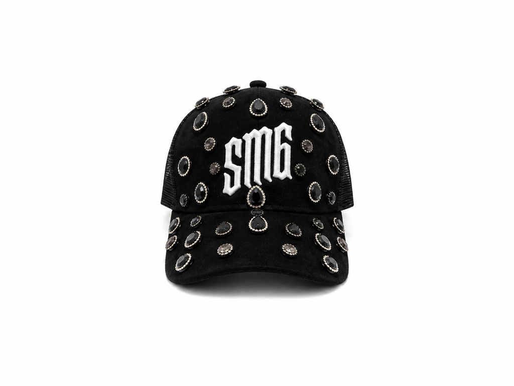 BLACK RHINESTONE CAP