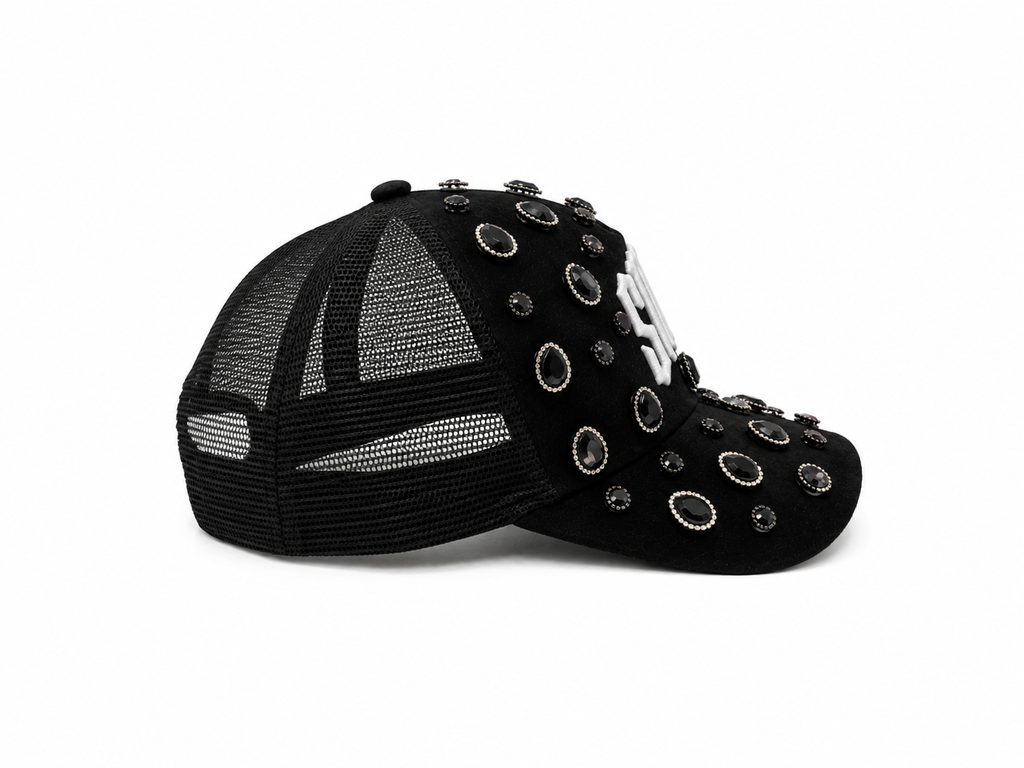 BLACK RHINESTONE CAP